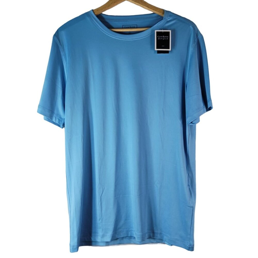 Club Room Mens Swim Shirt Blue Large Short Sleeve Activewear Rash Guard NWT